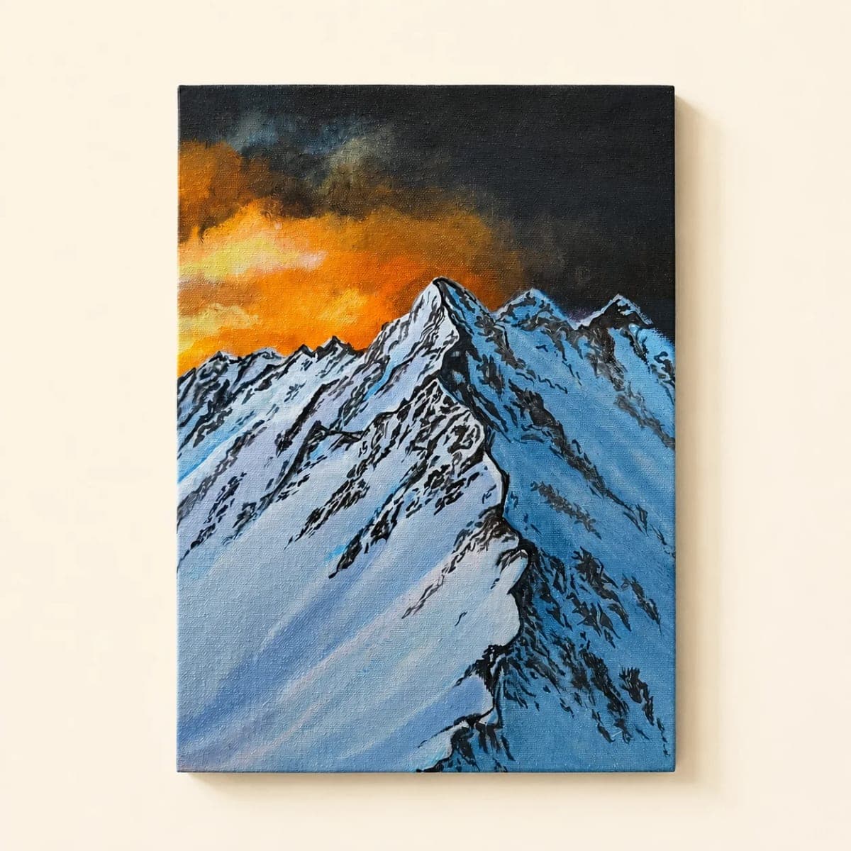 Mountain Afterglow Handmade Acrylic Painting acrylic on canvas painting detail by artwithpreet - View 3