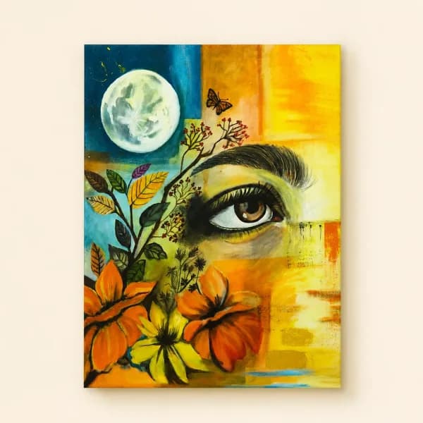 Original Between Light & Bloom Handmade Original Acrylic Painting acrylic on canvas painting by artwithpreet (18" × 24")
