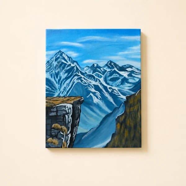 Original Beyond the Peaks Handmade Acrylic Painting acrylic on canvas painting by artwithpreet (10x12-inch canvas)